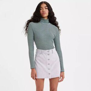 Levi's Buttonfront Corduroy Skirt- Purple Cord A-Line Mini Skirt- Size 25